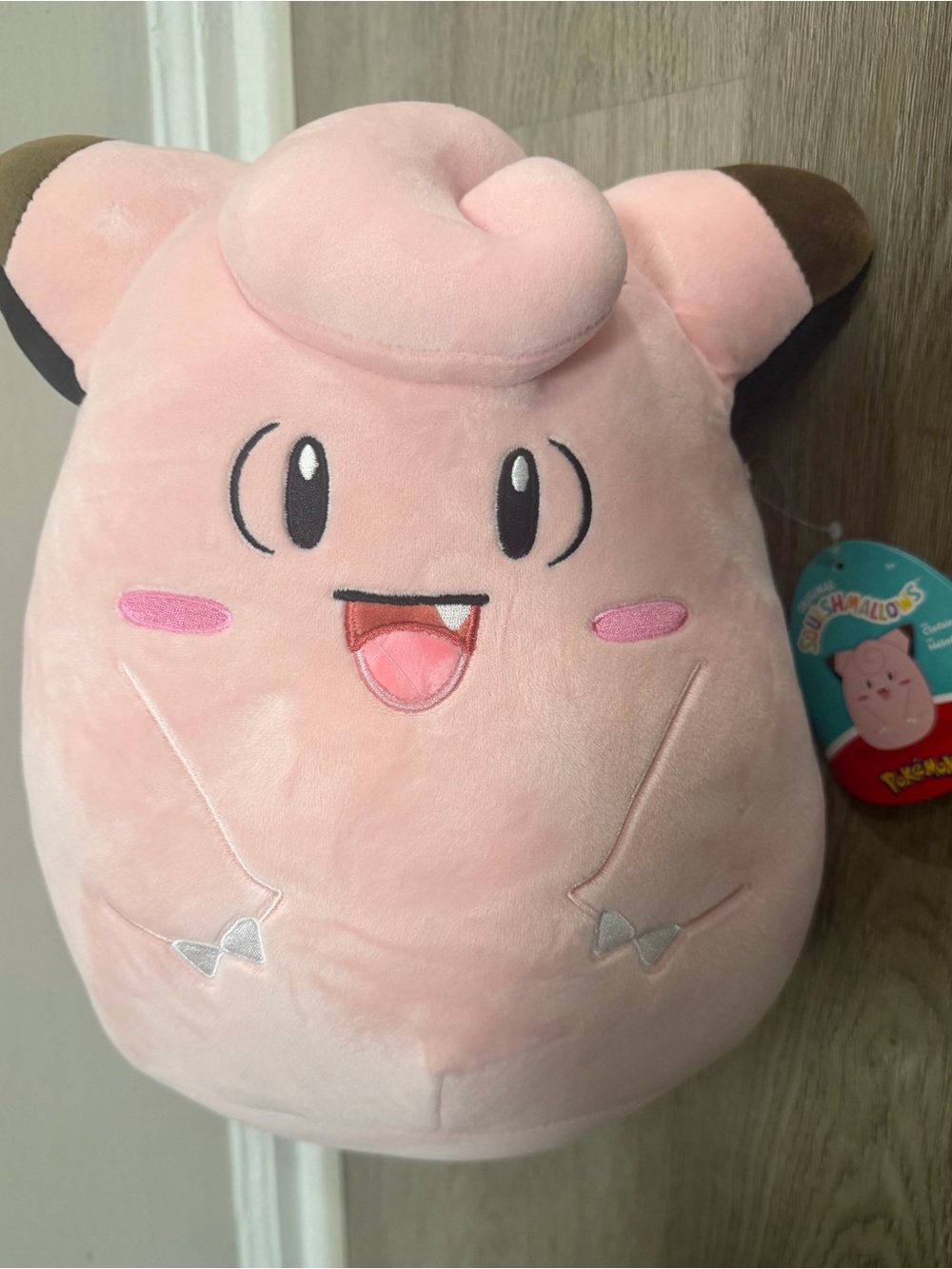 Squishmallows Clefairy Plush - Pink with Brown Accents